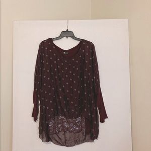 Dressy purple chiffon top with metallic and sequin details